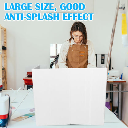 2 Pcs 39.37 x 16.14 Inch Plastic Splatter Guard for Stained Glass Grinder 4 Sided Foldable Anti Splash Oil Splash Screen Backsplash Protector Wall for Cooking Frying Pan Machine