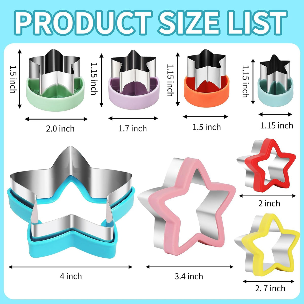 laxizar 10 Pcs Round Cookie Cutters Set Stainless Steel Biscuit Cutter