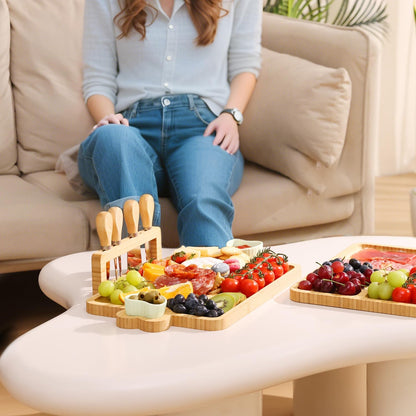 Charcuterie Boards Gift Set: Bamboo Charcuterie Cheese Board - Unique for Mom - House Warming Gifts New Home, Bridal Shower Wedding Gifts for Couple