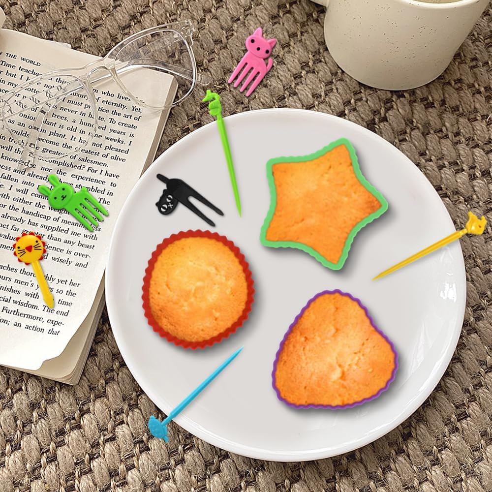 108 PCS Silicone Bento Box Dividers Kit, Bento Box Accessories, 90pcs Food Picks and 18pcs Silicone Cupcake Liners for Bento, Snacks, Cupcakes, Party, Picnic