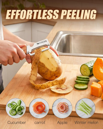 Multifunctional Vegetable Peeler Cabbage Shredder Veggie Chopper Multi Functional Slicer Julienne for Kitchen Stainless Steel Eplucheur Legumes Thickened Fruit Knife Potato Slicer Peelers (3pcs)