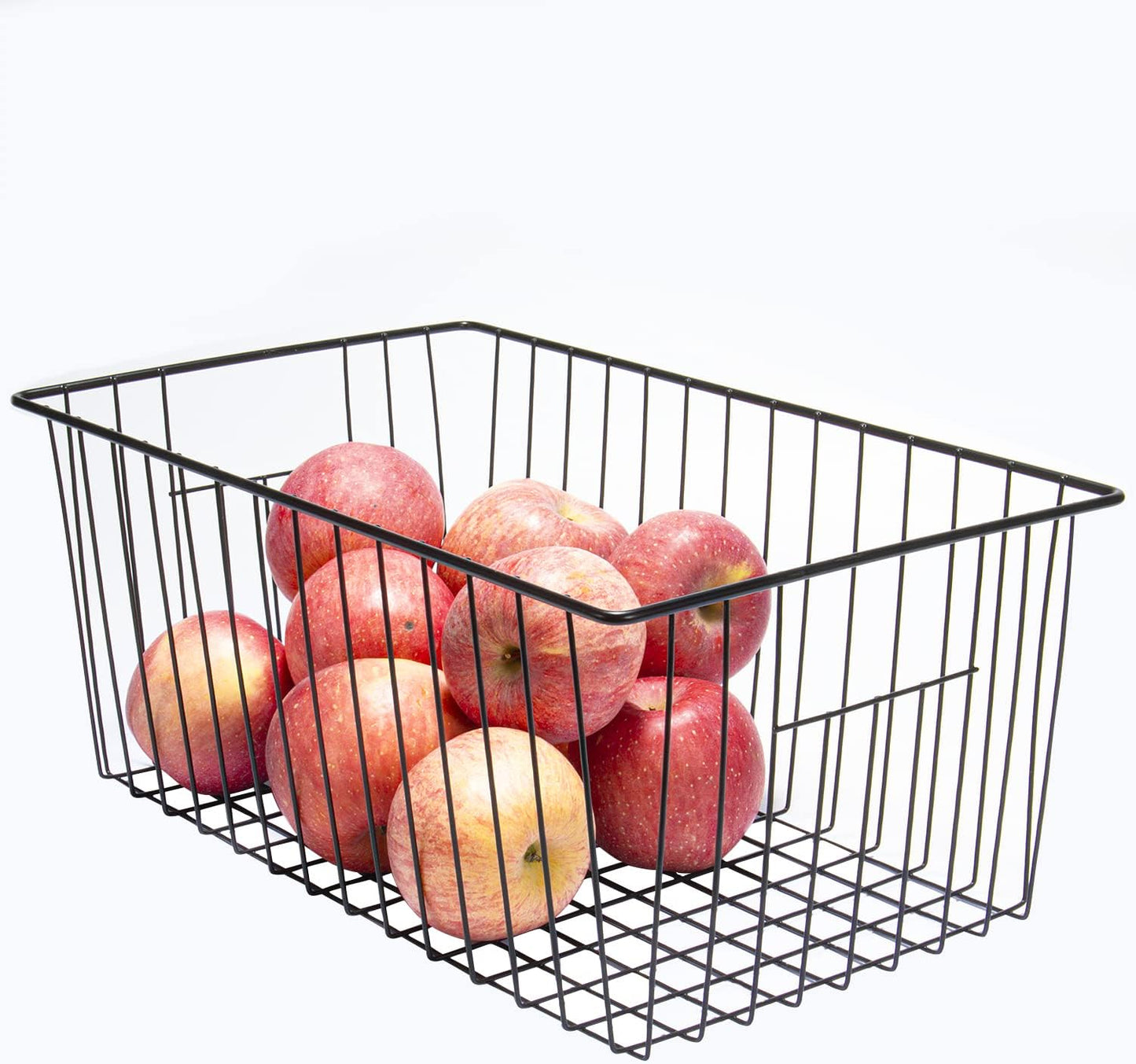 16inch Farmhouse Freezer Wire Baskets Organizer Storage Bins Large Organizer Baskets with Handles for Storage, Office, Kitchen, Pantry, Cabinet, Closets - Set of 6 (White 6)