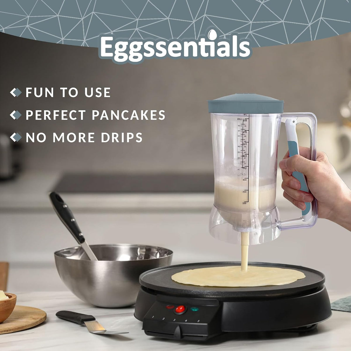 Eggssentials Pancake Batter Dispenser with Squeeze Handle Pancake Dispenser