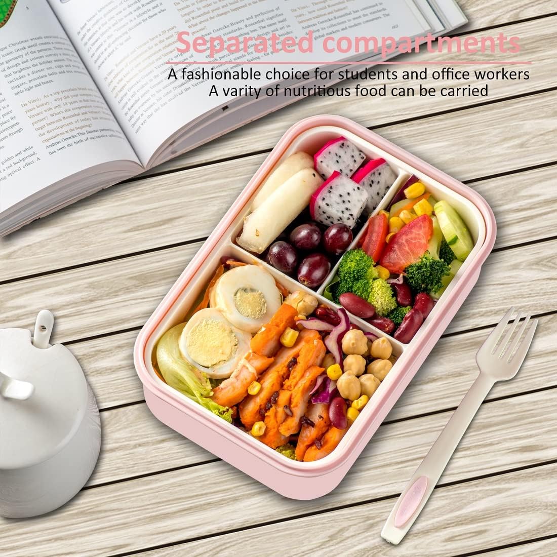 Bento Boxes for Adults - 1100 ML Bento Lunch Box Container For Kids With Spoon & Fork - Durable Perfect Size for On-the-Go Meal, BPA-Free and Food-Safe Materials(Grey)
