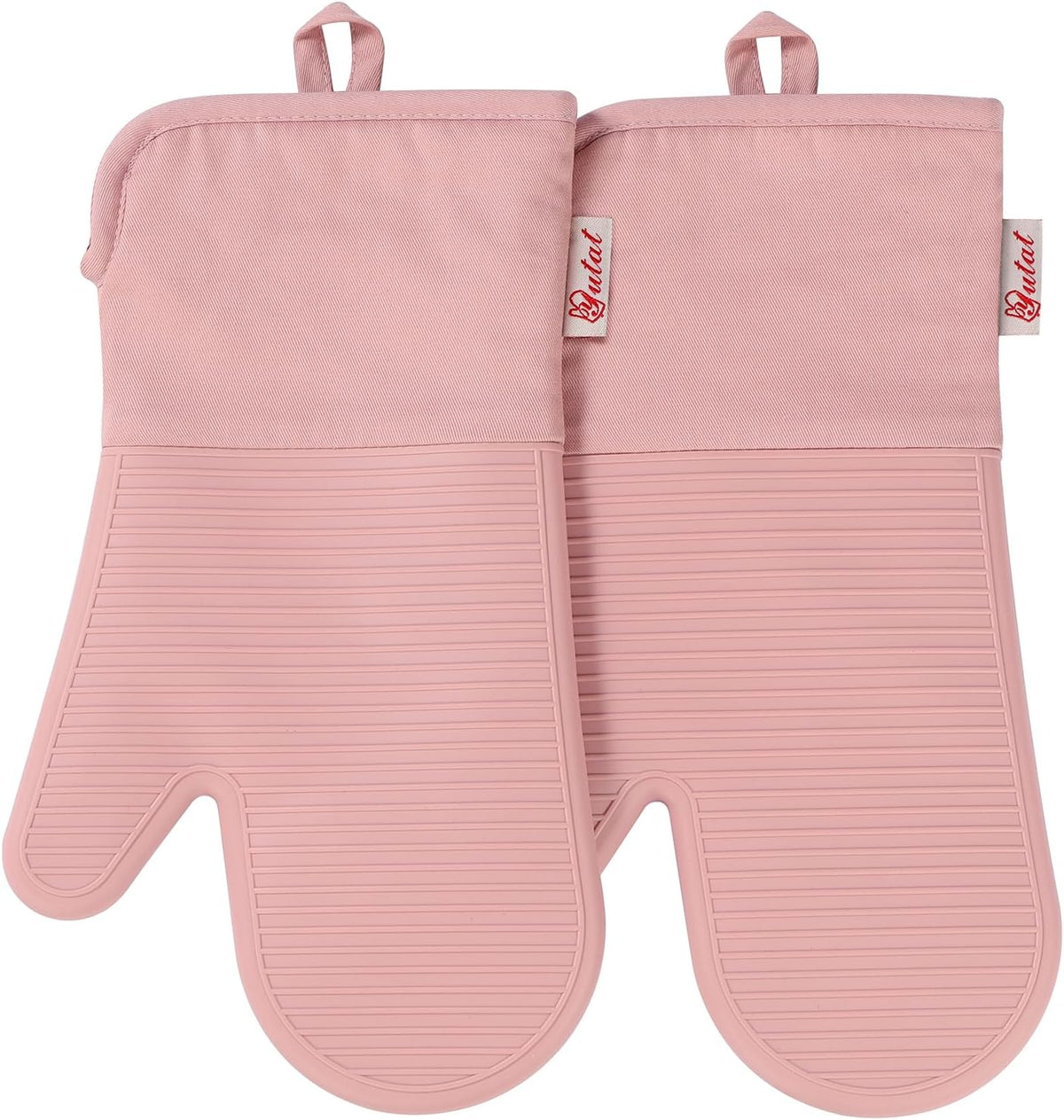 Yutat Silicone Oven Mitts - Oven Mitts and Pot Holders Sets Made of Non-Slip & BPA-Free Silicone, High Heat Resistant 500 Degrees, Perfect for Kitchen Cooking Baking BBQ, Peak Green