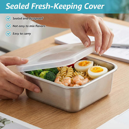 Stainless Steel Colander Set, Square Strainer with Lid for Draining Vegetable Washing Rice, 2 in 1 Strainer Bowl & Food Storage Container Food Preparation Box Bowl (1500ml)