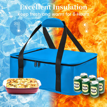 Bodaon Insulated Casserole Carrier Bag, Fits 9x13 and 11x15 Inch Baking Dish with Lid, Casserole Carriers for Hot or Cold Food for Transport, Thermal Lasagna Potluck Warmer Travel Tote, Black
