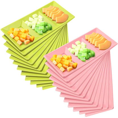 Ziliny 20pcs Black 3 Section Serving Tray Bulk Serving Dish Compartment Appetizer Tray Plastic Dessert Platter Divided Disposable Plate for a Tini Bit Older Party
