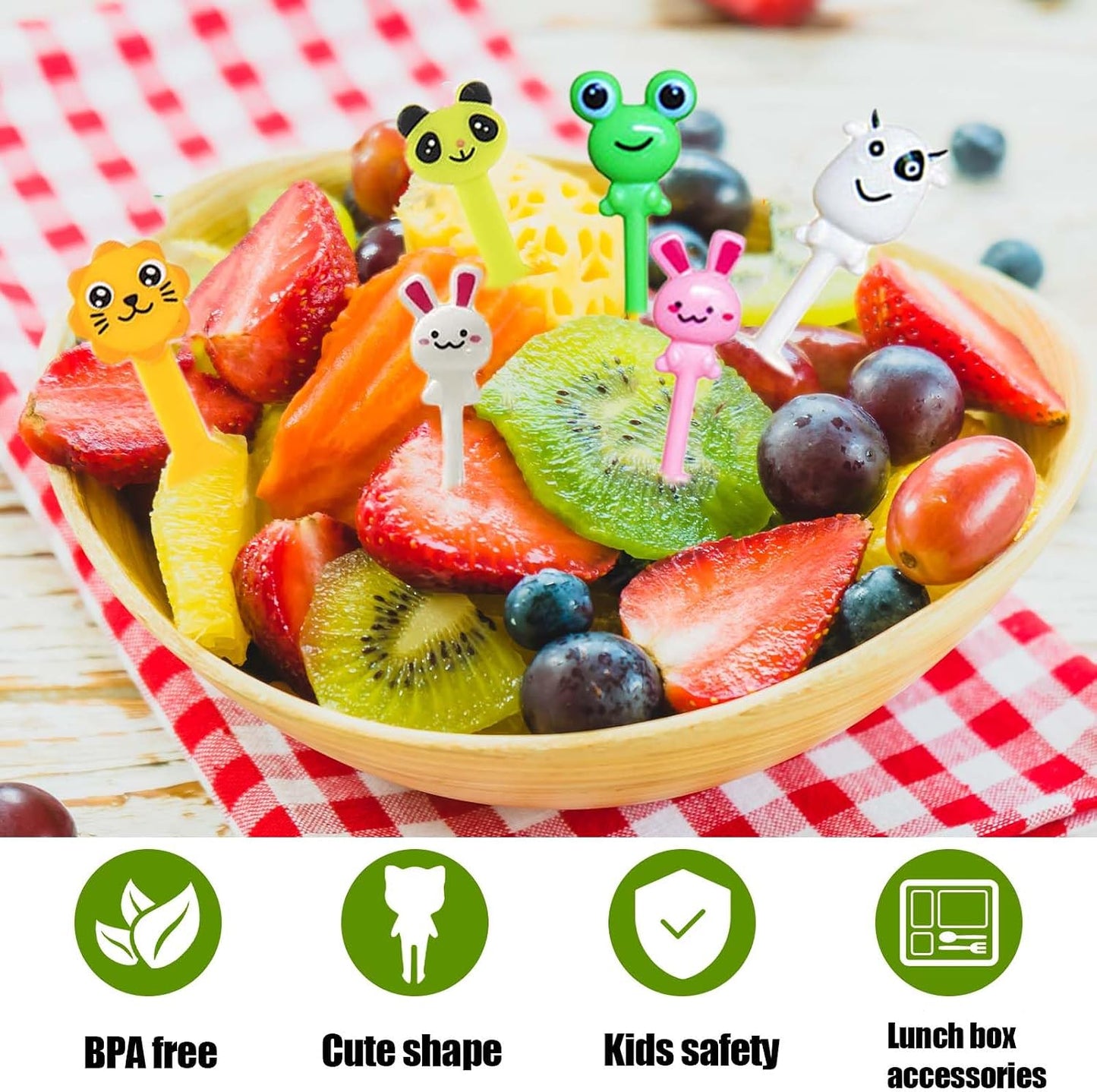 65 Pieces Animal Food Picks for Lunchbox, Mini Fun Fruit Picks for Lunch Accessories, Lunch Picks for Bento Box Essentials, Cute Reusable Toothpicks Forks for Picky Eaters, BPA-Free