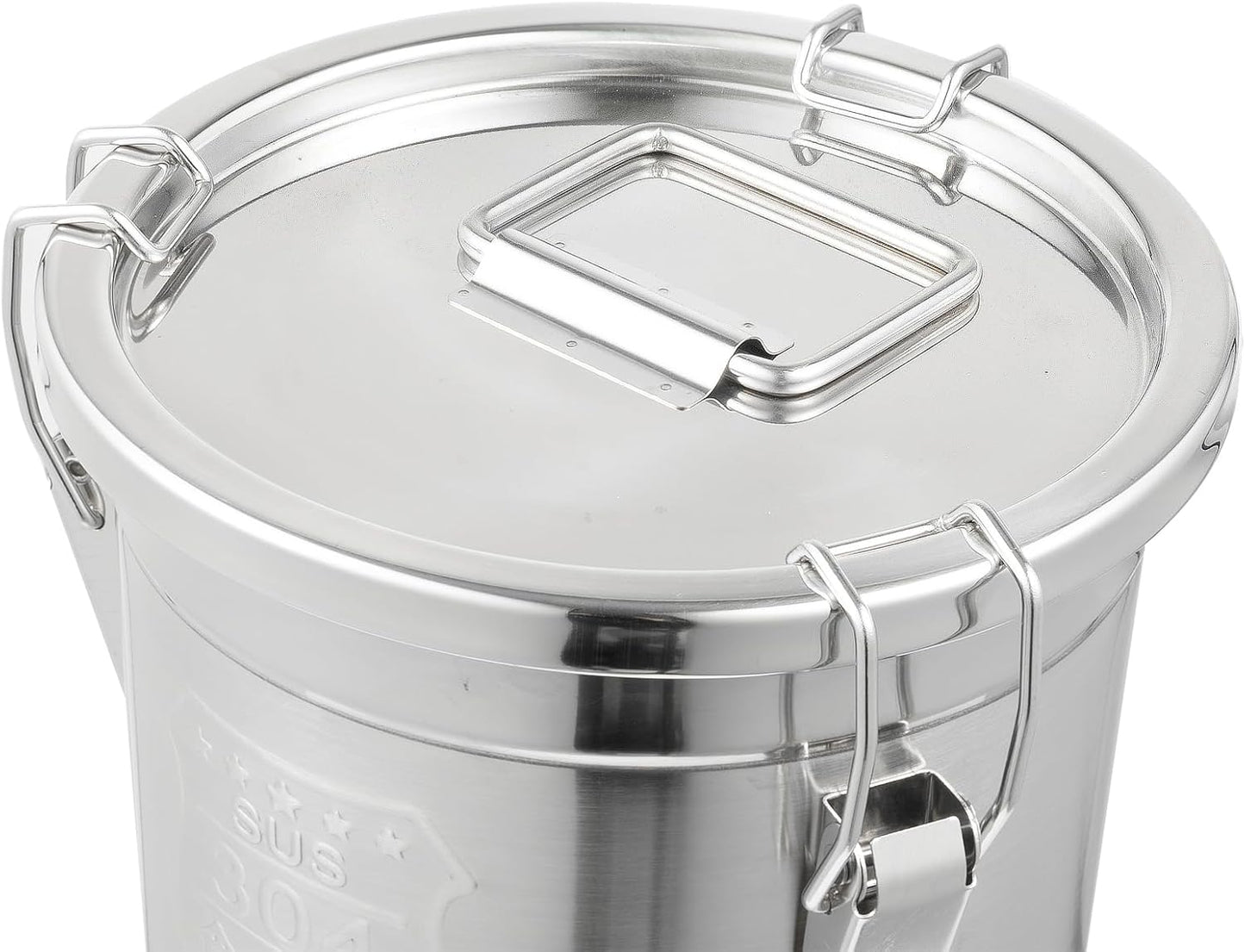 DYNAMI 12.7Gal 304 Stainless Steel Rice Storage Container,Extra Large Food Grade Canister,40-90Lbs Sealed Rice Bucket with Airtight Lid and Locking Buckle,for Rice, Flour, Grain (48L)