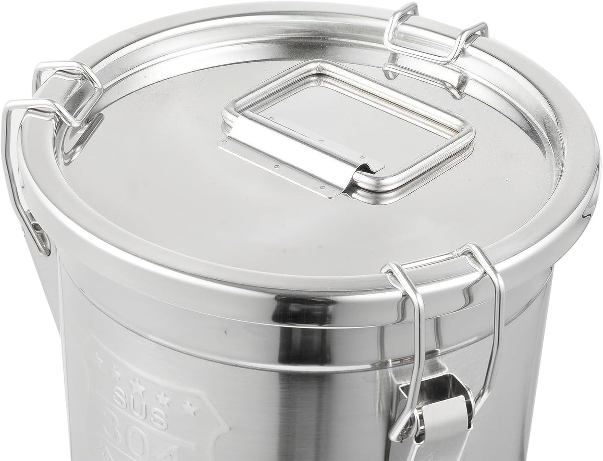 DYNAMI 12.7Gal 304 Stainless Steel Rice Storage Container,Extra Large Food Grade Canister,40-90Lbs Sealed Rice Bucket with Airtight Lid and Locking Buckle,for Rice, Flour, Grain (48L)