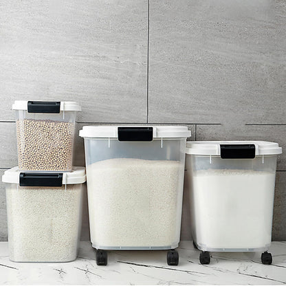 HANAMYA 40 LB Rice Storage Container with Measuring Cup, BPA free, For Rice | Grain | Pet Food | Flour, 2 count, Clear & Black