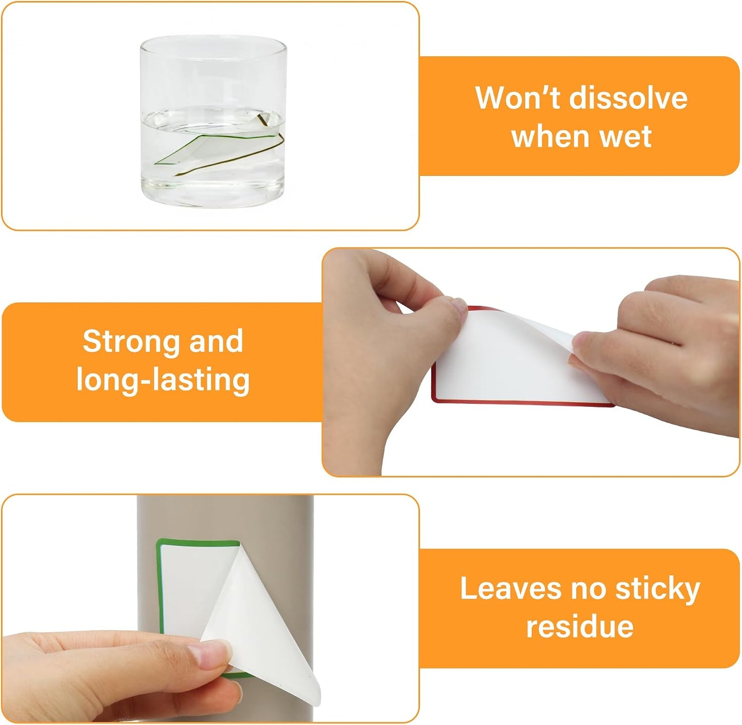300 Pcs 2×3 Inch Blank Removable Freezer Labels, Waterproof, Oil & Tear Resistant, No Residue Writable Stickers for Food Containers, Jars, Pantry and Meal Prep (Bright)