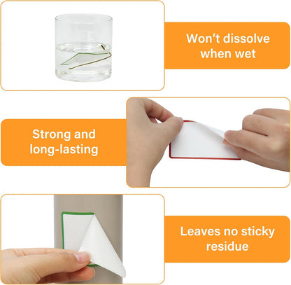 300 Pcs 2×3 Inch Blank Removable Freezer Labels, Waterproof, Oil & Tear Resistant, No Residue Writable Stickers for Food Containers, Jars, Pantry and Meal Prep (Bright)