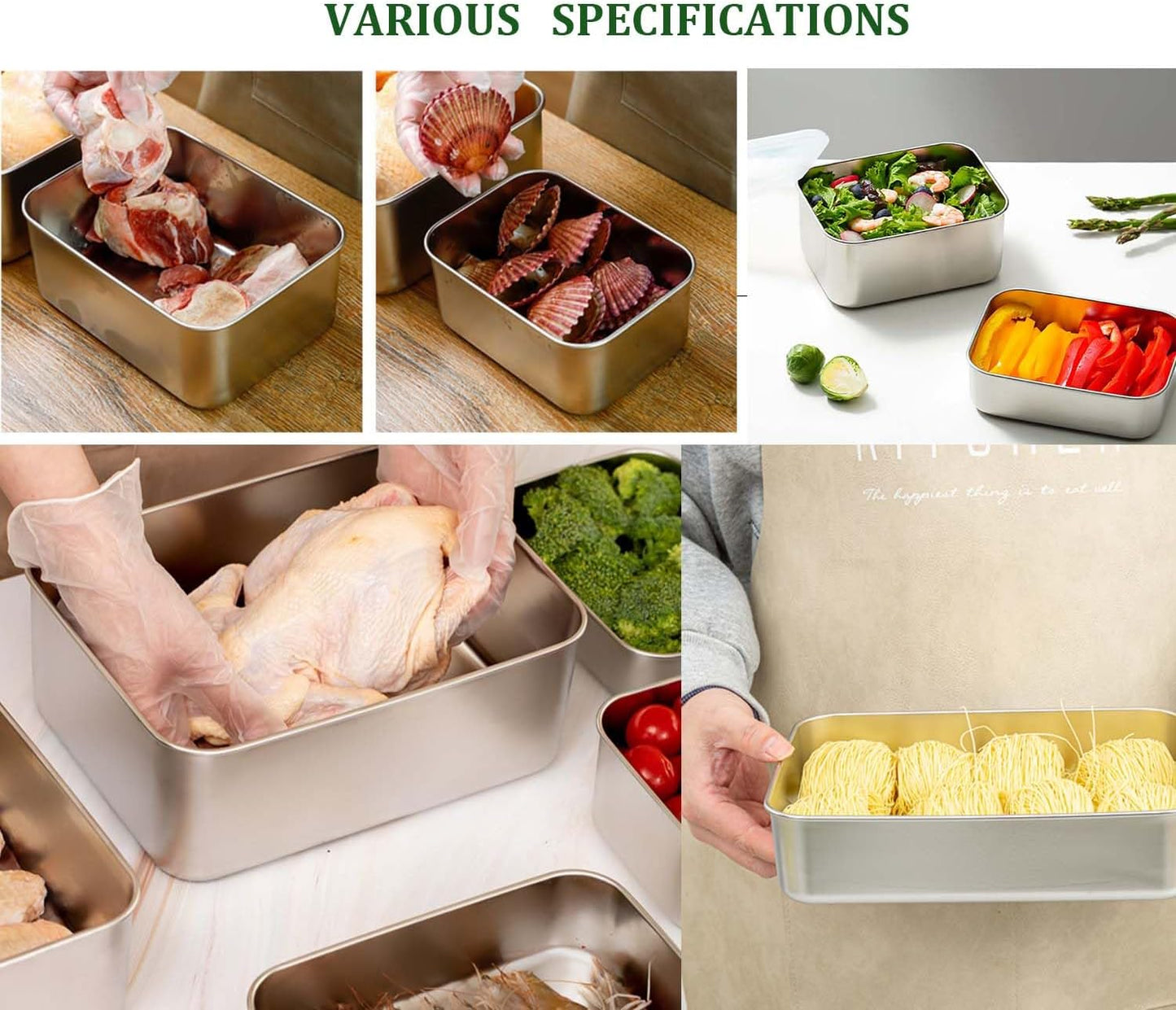 Stainless Steel Food Containers with Lids, Set of 5 Meal Prep Container Reusable Metal Food Storage Bento Lunch Box for Kitchen Picnic, BPA Free,67oz,118oz)