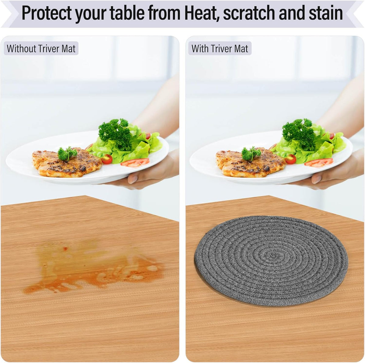 Tidponra Trivet Mats Set for Hot Dishes, 5 Heat Resistant Pot Holders Kitchen Counter, Table, Home Essentials, Anti Stain Hot Pads Plate Mats for Hot pots and Pans, 7 Inches