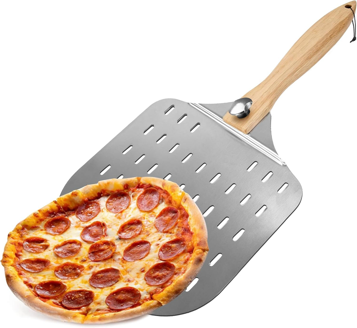 Aluminum Pizza Peel 12 x 24 Inch, Perforated Pizza Paddle