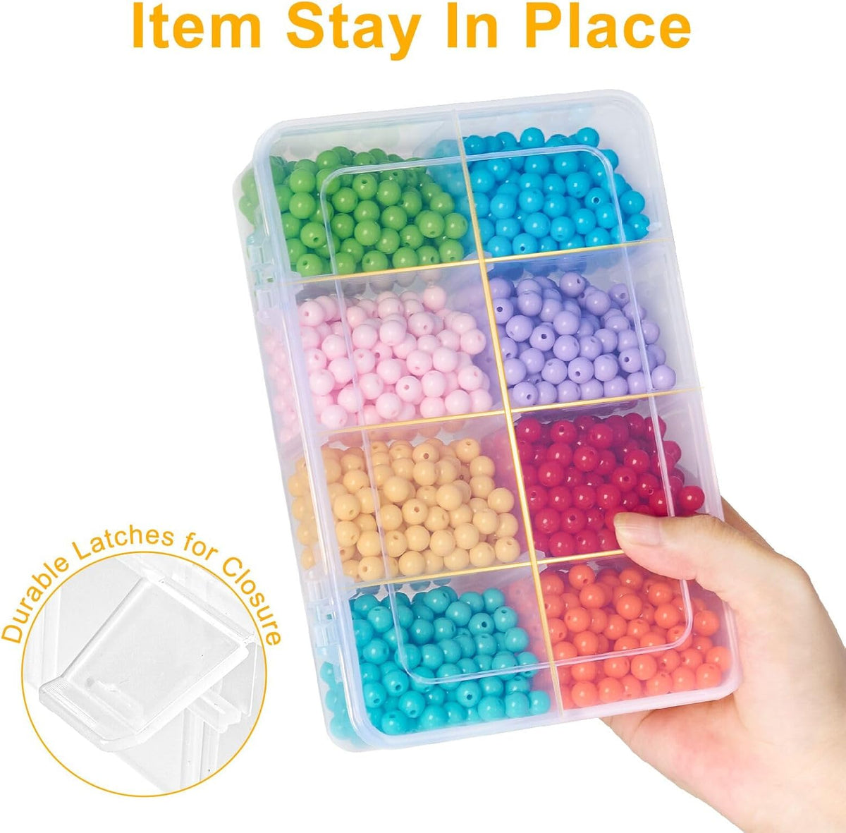 2 Pack 8 Grids Bead Organizer and Storage, Plastic Organizer Box with Removable Dividers and Labels for Jewelry Crafts Small Parts Electronics Tackle Boxes (2)