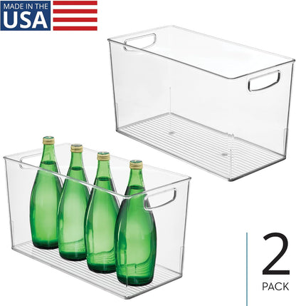iDesign Pantry Bin with Handles - Kitchen Storage Bins for Cabinets, Pantry, or Fridge - Clear