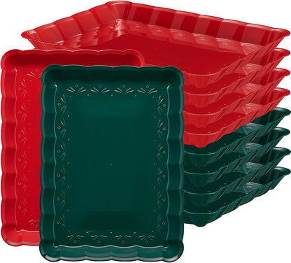 Plasticpro Plastic Serving Trays - Serving Platters Rectangle 9X13 Disposable Party Dish 4 Black Trays