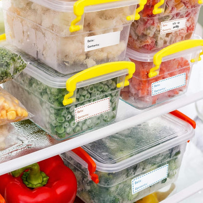 120PCS Removable Food Labels with Date & Contents Sections - Residue-Free, Easy-Clean Stickers for Kitchen, Freezer, Refrigerator & Storage Jars, Ideal for Pantry Organization