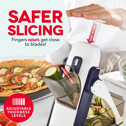 Dash Safe Slice® Mandoline - Compact, Foldable Food Slicer - Slice, Dice, Julienne & More - Perfect for Quick Food Prep - Recipe Guide Included - Cool Grey