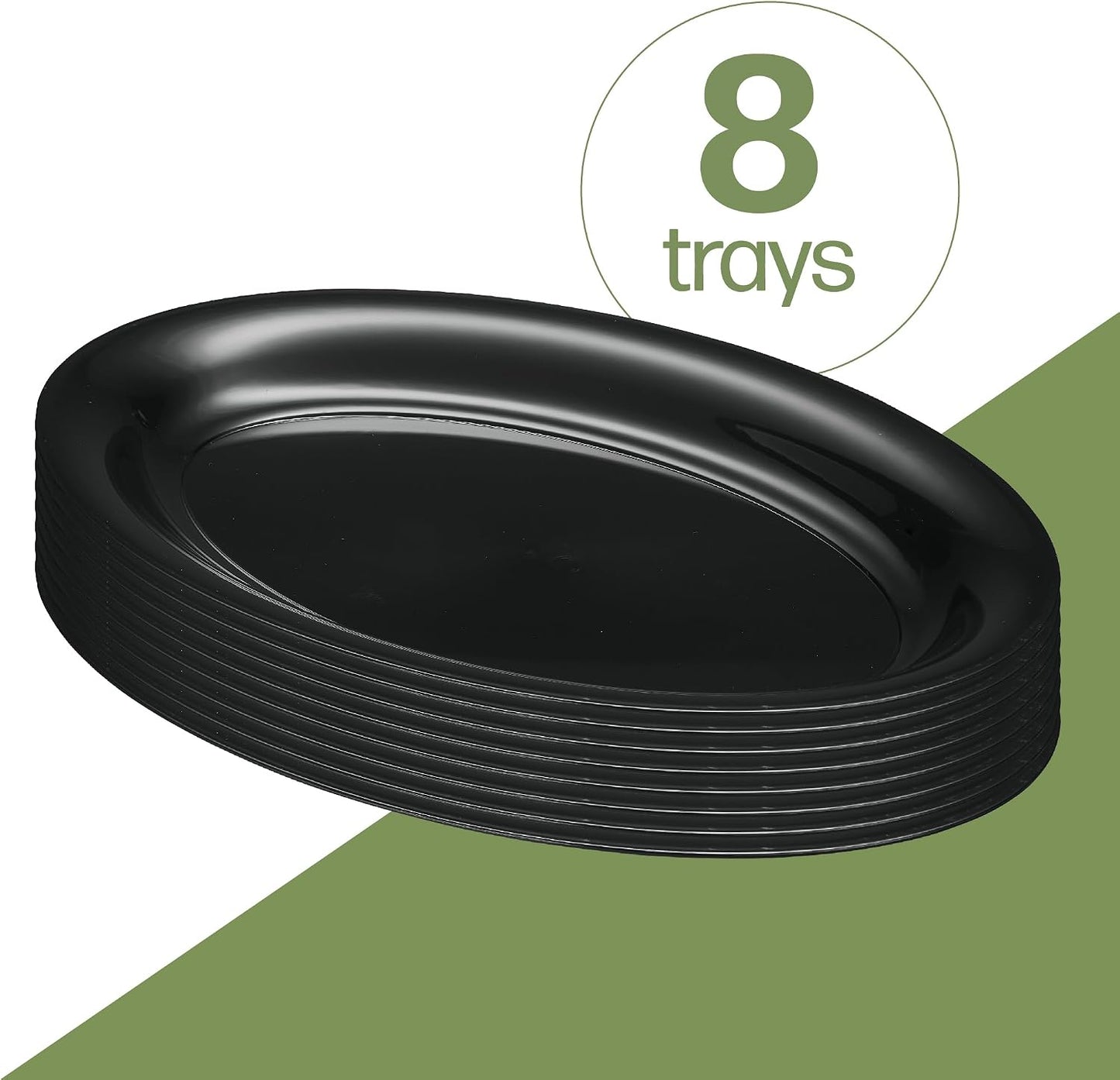 PLASTICPRO Plastic Oval Serving Trays - Serving Platters Oval 11 X 16 Disposable Party Dish Crystal Clear Pack of 4