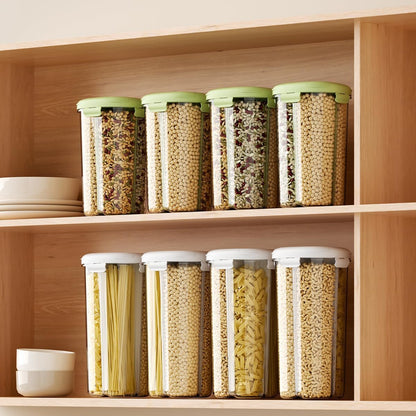 4 Compartment Airtight Cereal Storage Containers Set with Lids 2.9 Qt | Food Storage Jar, Pantry Organization, Pasta Cereal Dry Food, Stackable Pantry Storage Container, Nordic Style Storage