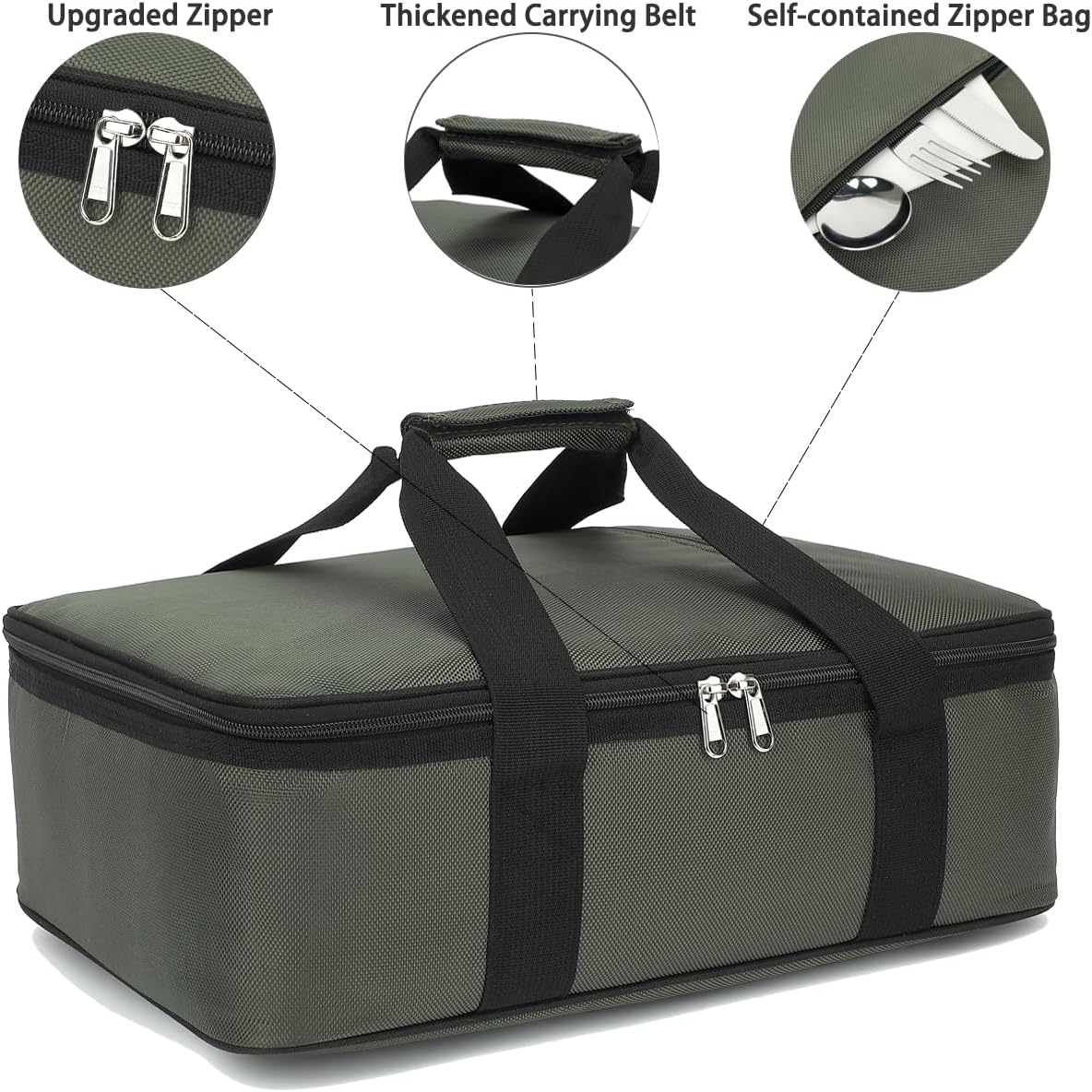 GYEUKHAM Insulated Casserole Carrier Bag - Large Portable Hot and Cold Food Storage Tote with Handles Thermal Bag for Parties, Picnics, Camping, Travel,Fits 9"x13" Baking Dish,Grey