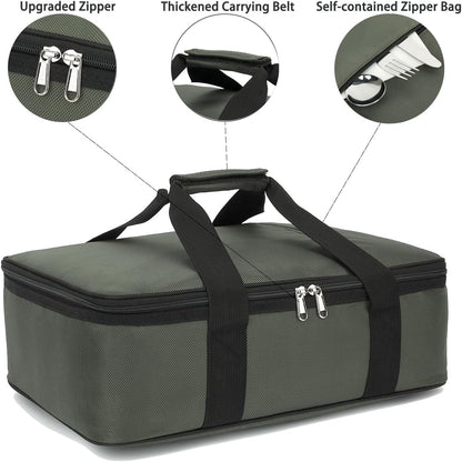 GYEUKHAM Insulated Casserole Carrier Bag - Large Portable Hot and Cold Food Storage Tote with Handles Thermal Bag for Parties, Picnics, Camping, Travel,Fits 9"x13" Baking Dish,Grey