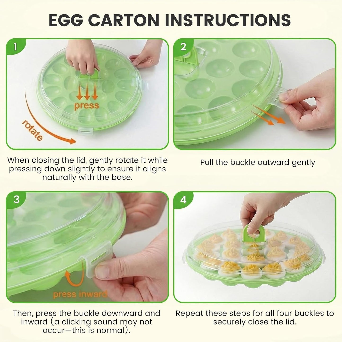 HANSGO Deviled Egg Containers with Lid, Deviled Egg Platter Carrier Holder Trays with 22 Slots for Holiday Party and Home Kitchen, Green