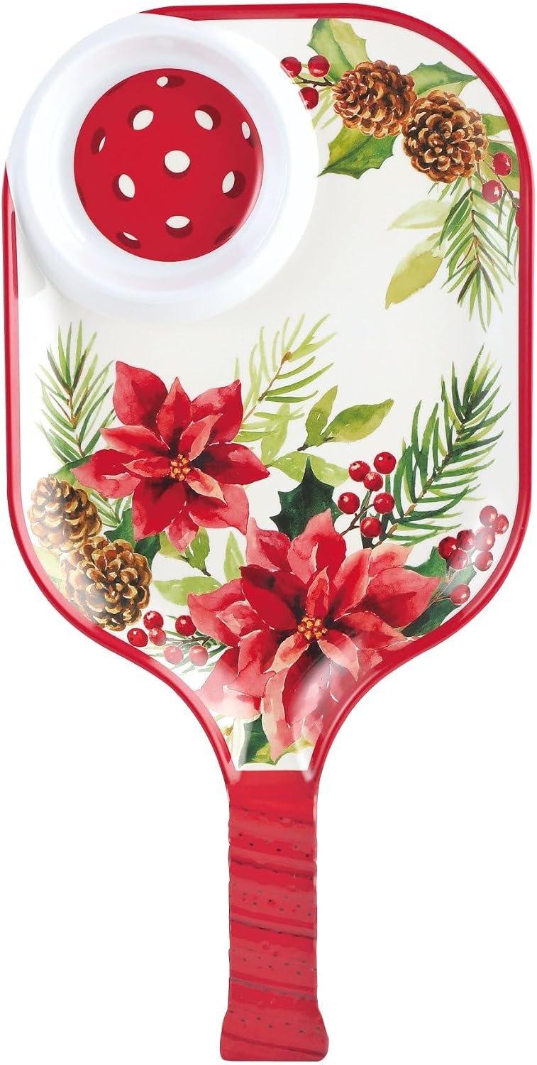 UPware Watermelon Melamine Chip and Dip Snack Tray, Summer Fruit Pickleball Paddle Shape Platter for Chips, Salsa, Fruits, and Appetizers, 15.75 x 8 Inch