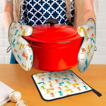 Boho Floral Oven Mitts and Pot Holders Sets of 3, Cute Baker Stuff