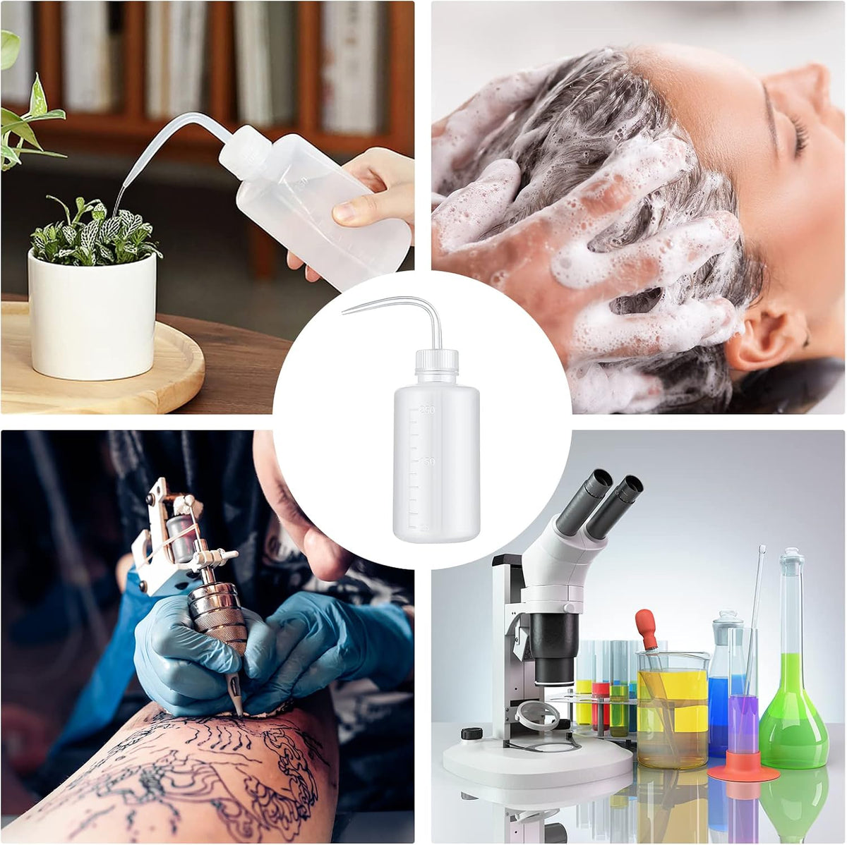 Wash Bottle 2pcs 250ml/8oz Safety Watering Tools, Economy Plastic Squeeze Washing Cleaning With Narrow Mouth Scale Labels for Medical Succulent Irrigation Plant (Black)