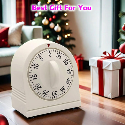 60 Minute Wind Up Timer, Visual Mechanical Timer with Loud Alarm, Manual Countdown Timers for Classroom, Home, Study and Cooking (White)