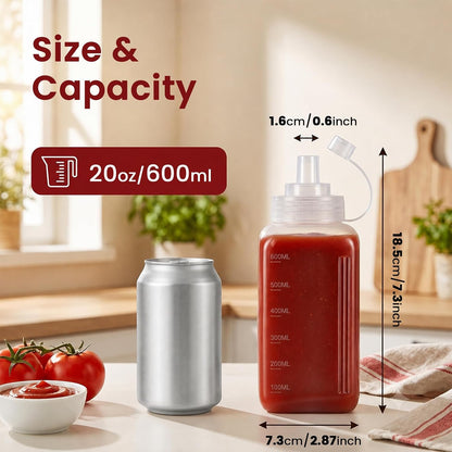 OAMCEG 20oz Condiment Squeeze Bottles, Plastic Sauce Bottles(0.6L)