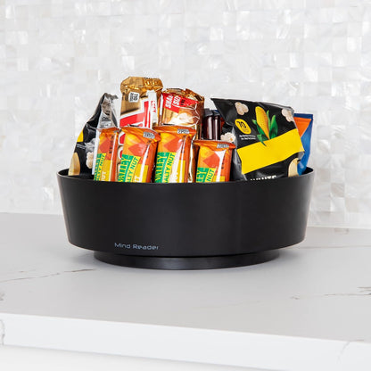 Mind Reader Snack Carousel, Countertop Organizer, Snack Tray, Condiment Holder, Breakroom, Kitchen, Black