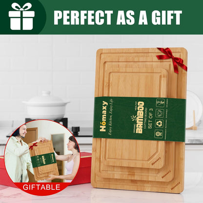 Homaxy Extra Large Bamboo Cutting Boards for Kitchen, 18x12.5" Wood XL Cutting Board with Juice Groove, Butcher Block Wooden Chopping Board for Kitchen, Meat, Cheese, Fruit & Vegetables - Pre Oiled