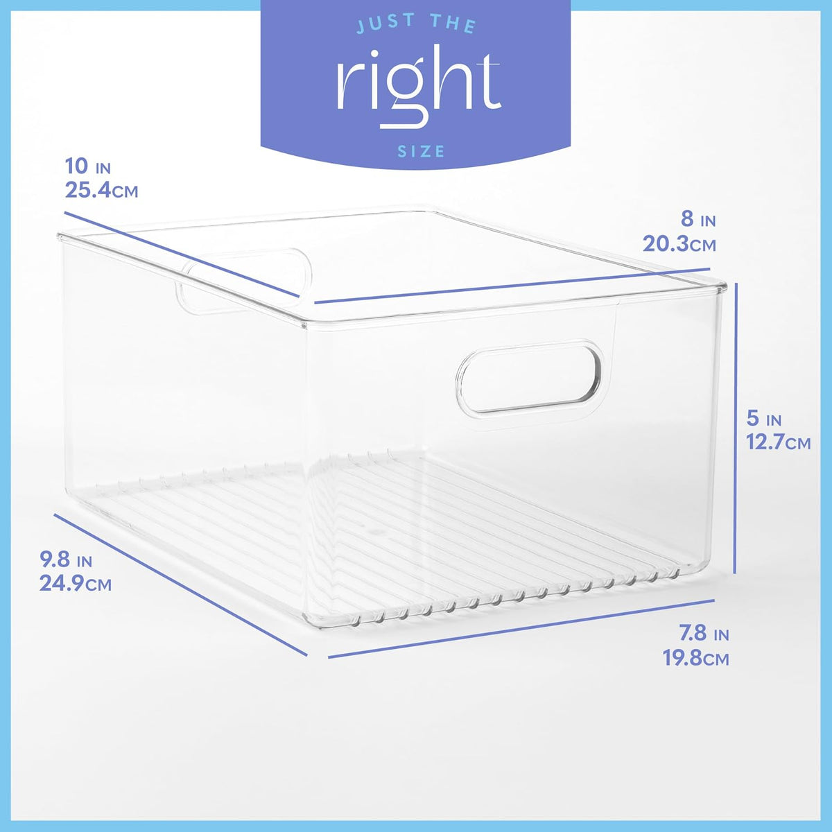 primebox 2 Pack Clear Plastic Organizer Bins with Handles for Home Organization. Storage Containers for Organizing Fridge, Freezer, Cabinet. Pantry, Great for Kitchen, Garage, Laundry Room. 10"x8"x5"