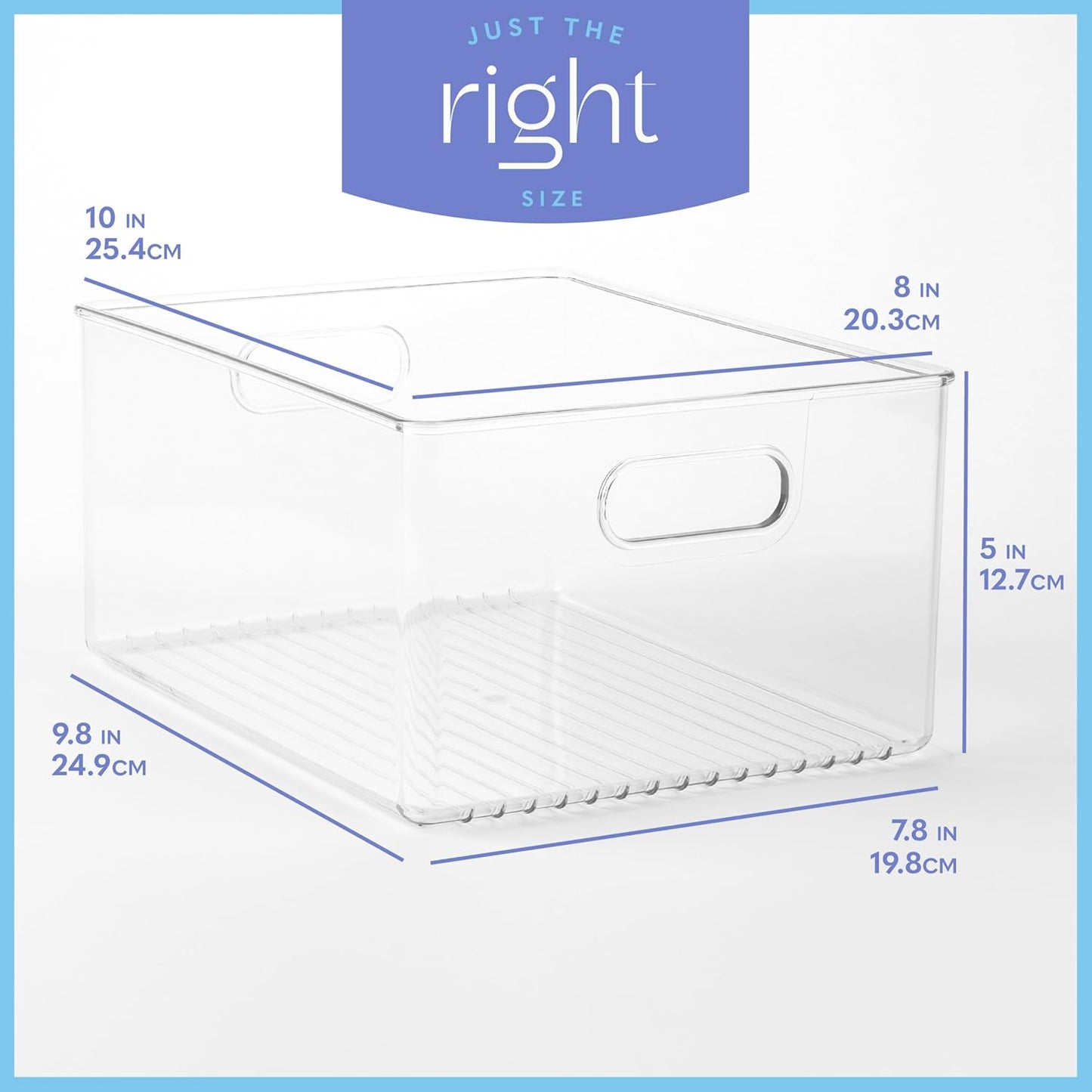 primebox 2 Pack Clear Plastic Organizer Bins with Handles for Home Organization. Storage Containers for Organizing Fridge, Freezer, Cabinet. Pantry, Great for Kitchen, Garage, Laundry Room. 10"x8"x5"