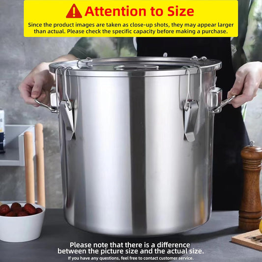 304 stainless steel food storage containers with lids lock clips airtight container large airtight for rice flour sugar grain coffee bean storage containers Kitchen jar (5.55gal/21L)
