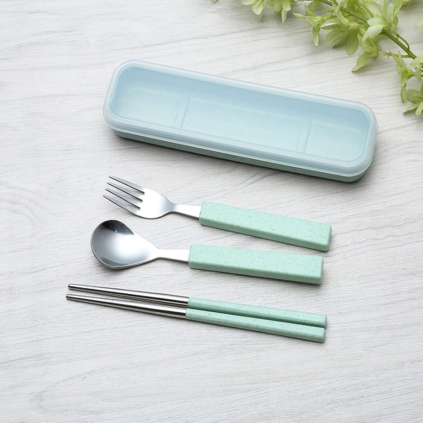 VANRA 3-Piece Children Utensils Set 18/10 Stainless Steel Child Flatware Set Silverware Knife Spoon Fork Set with Travel Case for Kids Lunch Box