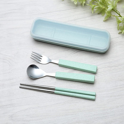 VANRA 3-Piece Children Utensils Set 18/10 Stainless Steel Child Flatware Set Silverware Knife Spoon Fork Set with Travel Case for Kids Lunch Box