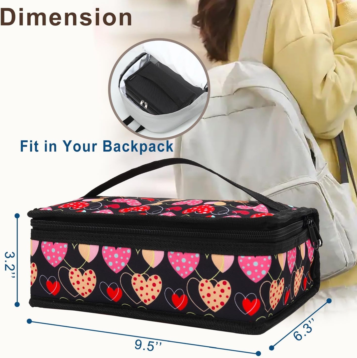 FlowFly Small Insulated Lunch box Portable Soft Bag Mini Cooler Thermal Meal Tote Kit with Handle for Work & School, Black