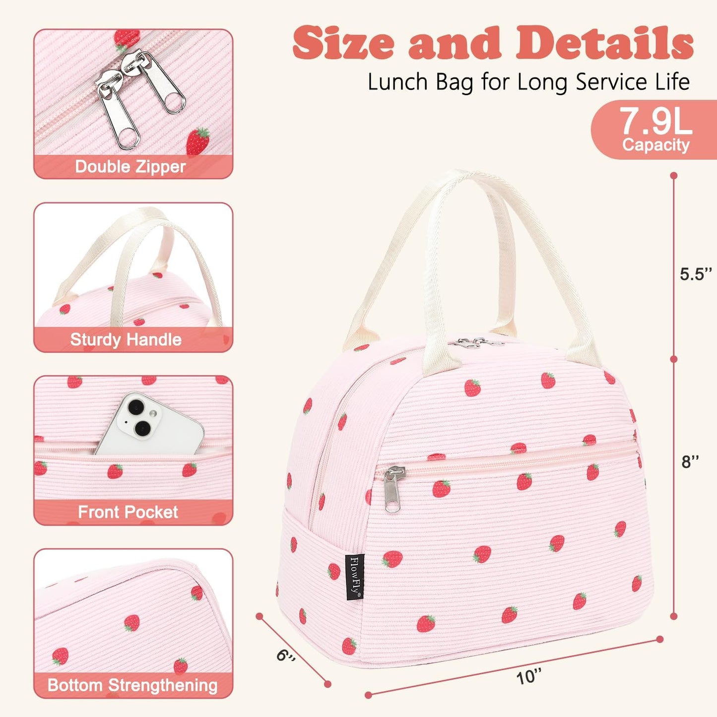 FlowFly Insulated Lunch Cooler Bag - Tote Bag Organizer for Women/Men, Black - Colors A