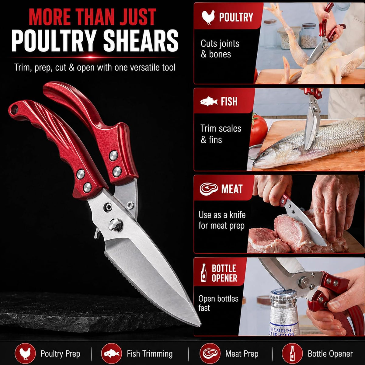Heavy Duty Kitchen Shears, Poultry Shears and Cooking Scissors