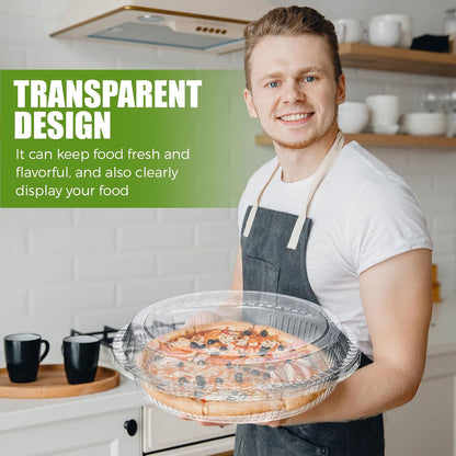 Vesici 30 Pcs 9'' Plastic Pie Containers Disposable Clear Dessert Containers with Lids Round Pie Keeper Clamshell Takeout Food Carrier for Takeout Boxes Food Cake Doughnut Storage