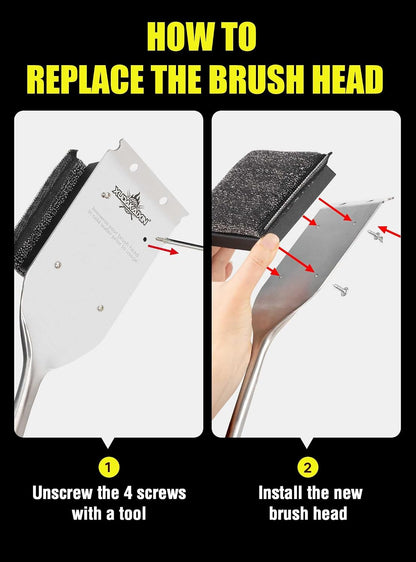 XUDAKAIXIN Bristle-Free Grill Brush with Replacement Head. Ultra Safe & Efficient Cleaner for Cast Iron and Stainless Steel Outdoor Grills.Gifts for Men/Dad