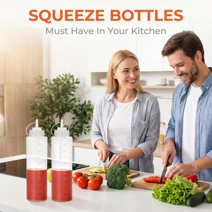 2 Pack 33oz Salad Dressing Shaker Bottle Condiment Squeeze Bottles