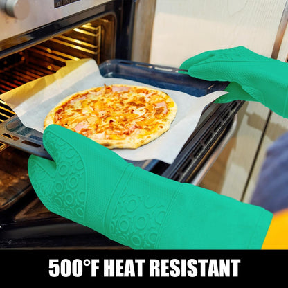 RORECAY Silicone Oven Mitts and Pot Holders Sets, Gloves for Kitchen, Beige
